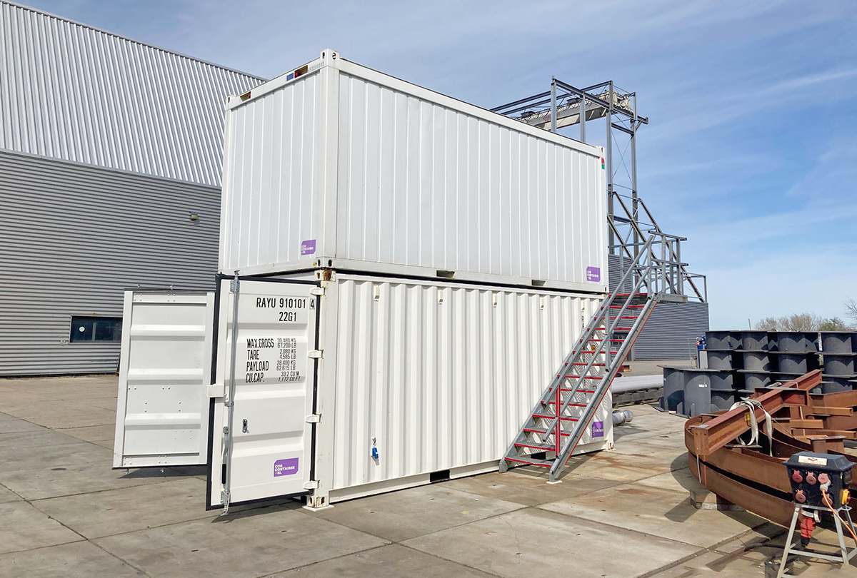 Gestapelde kantoorunit op 20ft zeecontainer